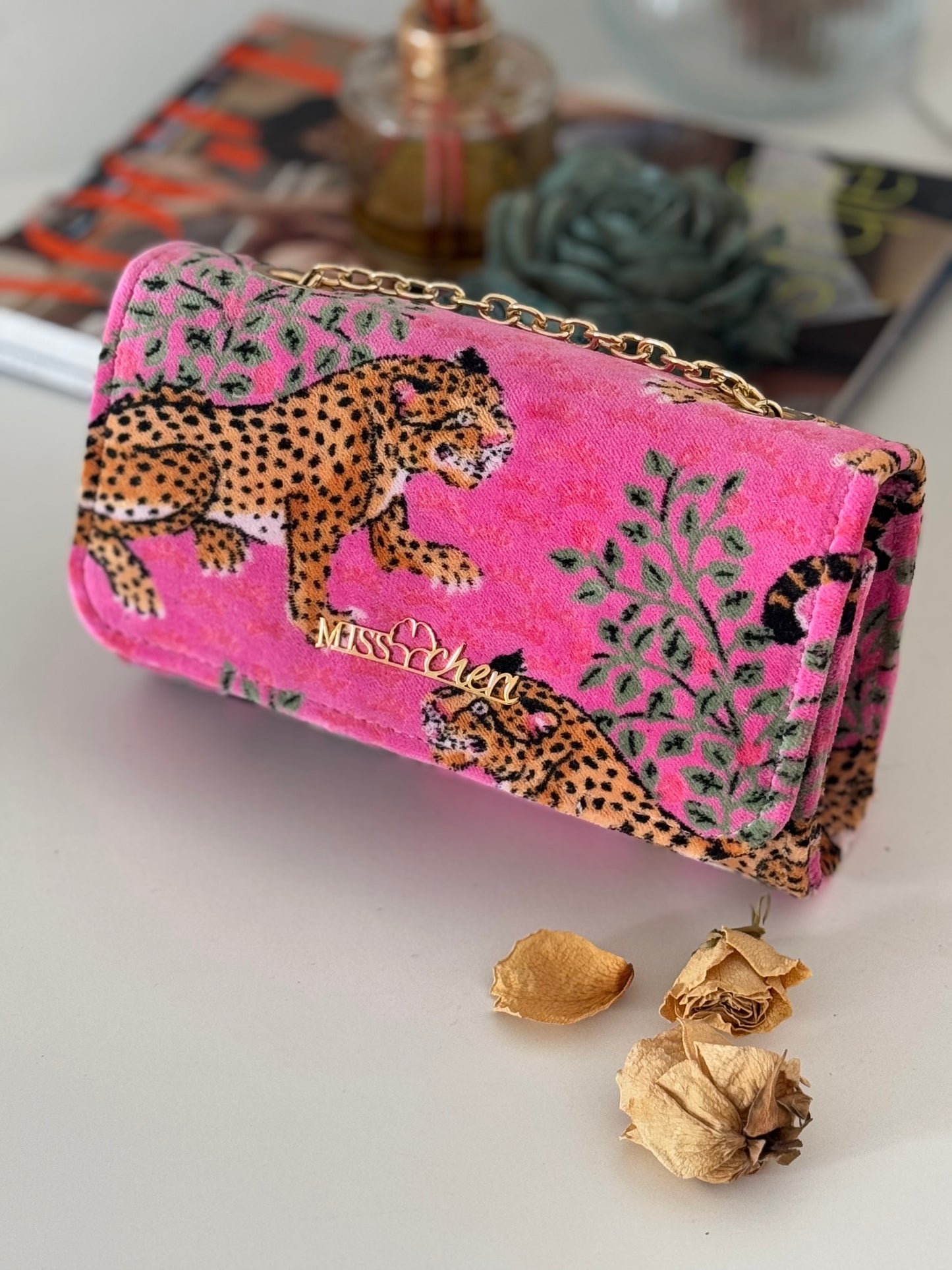 Pink Velvet Cheetah Mini-Célie