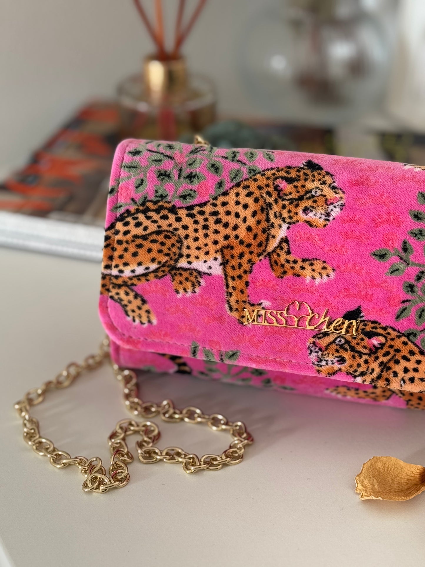 Pink Velvet Cheetah Mini-Célie