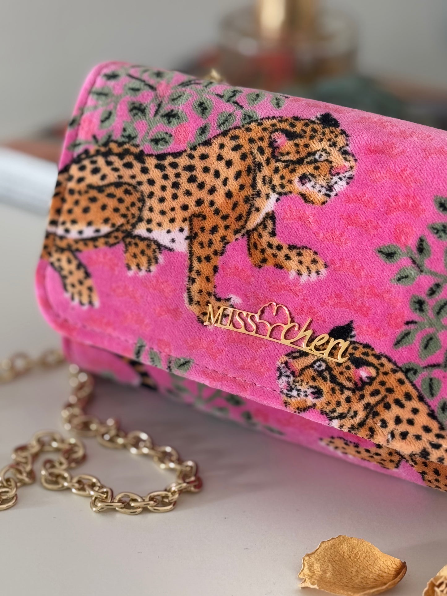 Pink Velvet Cheetah Mini-Célie