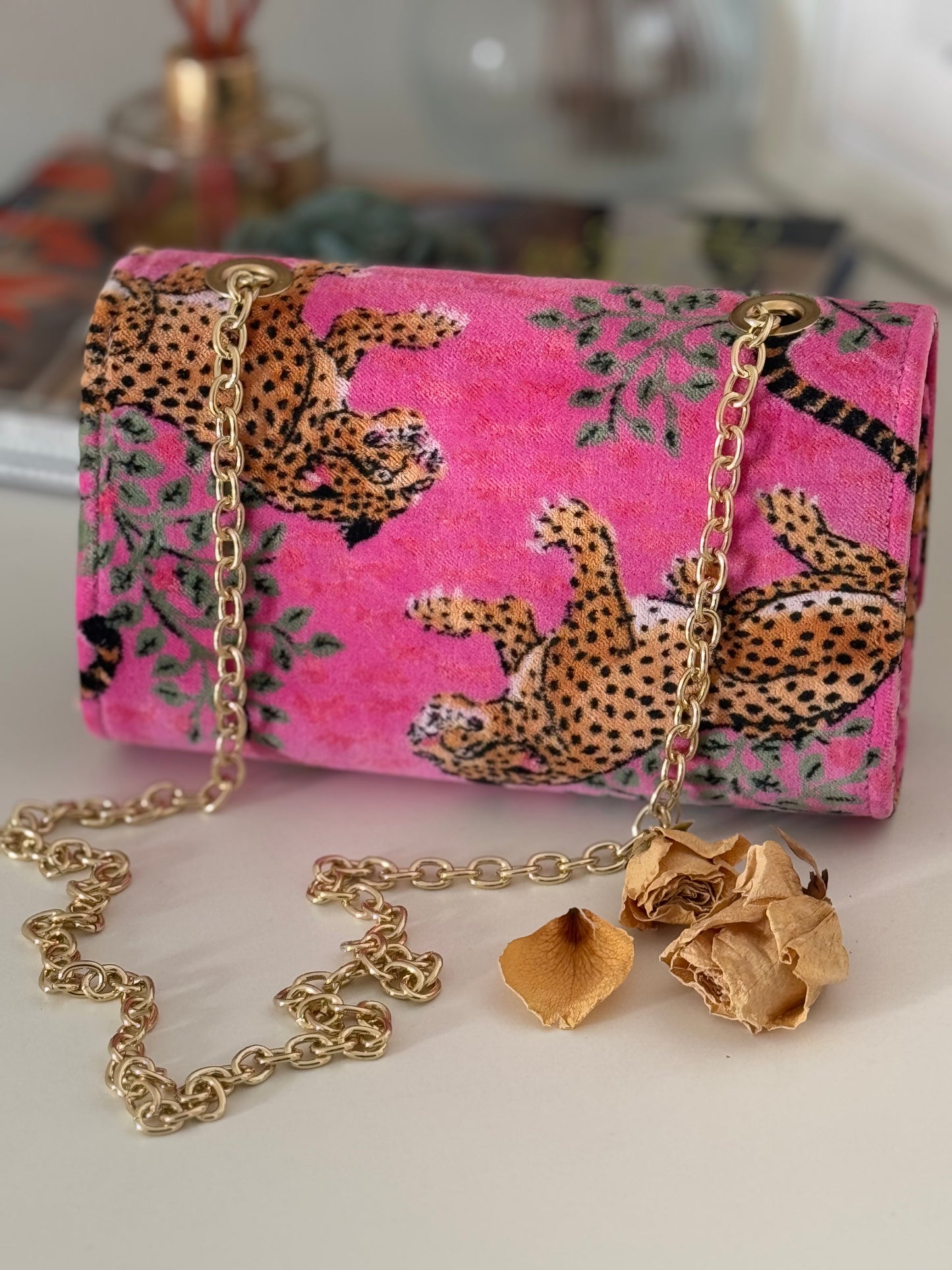 Pink Velvet Cheetah Mini-Célie