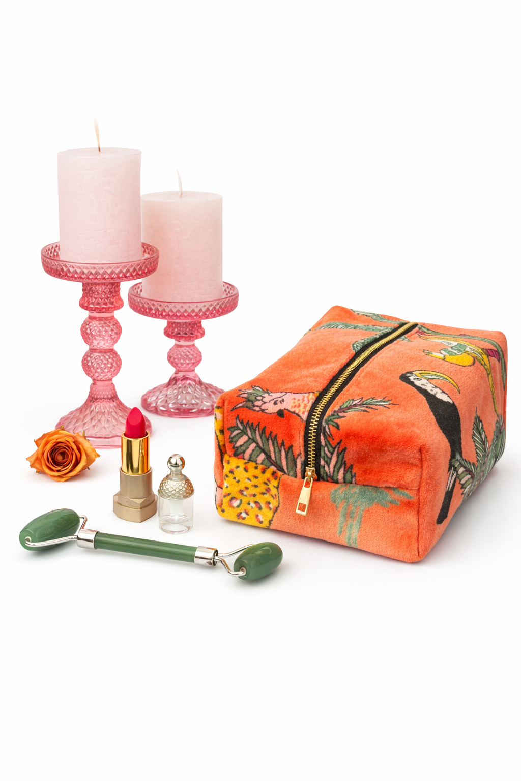 Velvet Mini Beauty Case - Orange Jungle