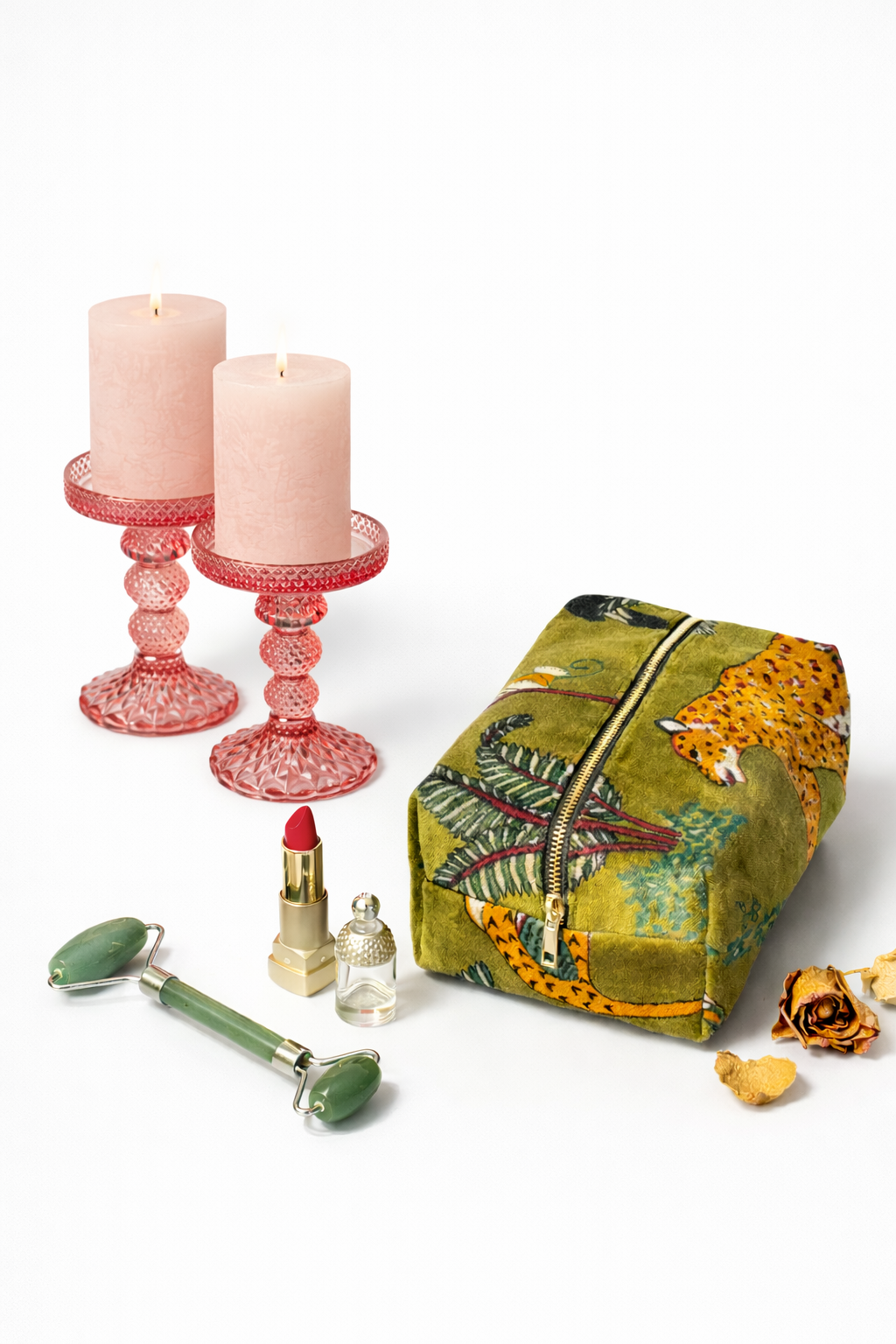 Velvet Mini Beauty Case - Green Jungle