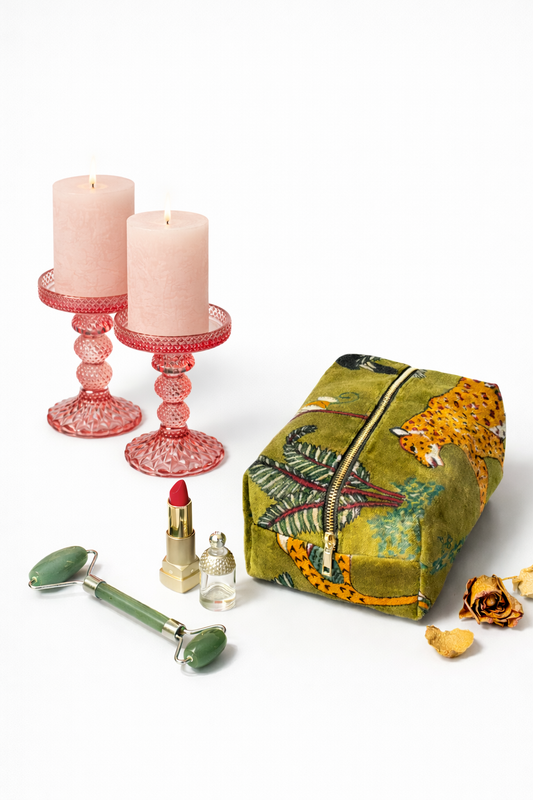 Velvet Mini Beauty Case - Green Jungle