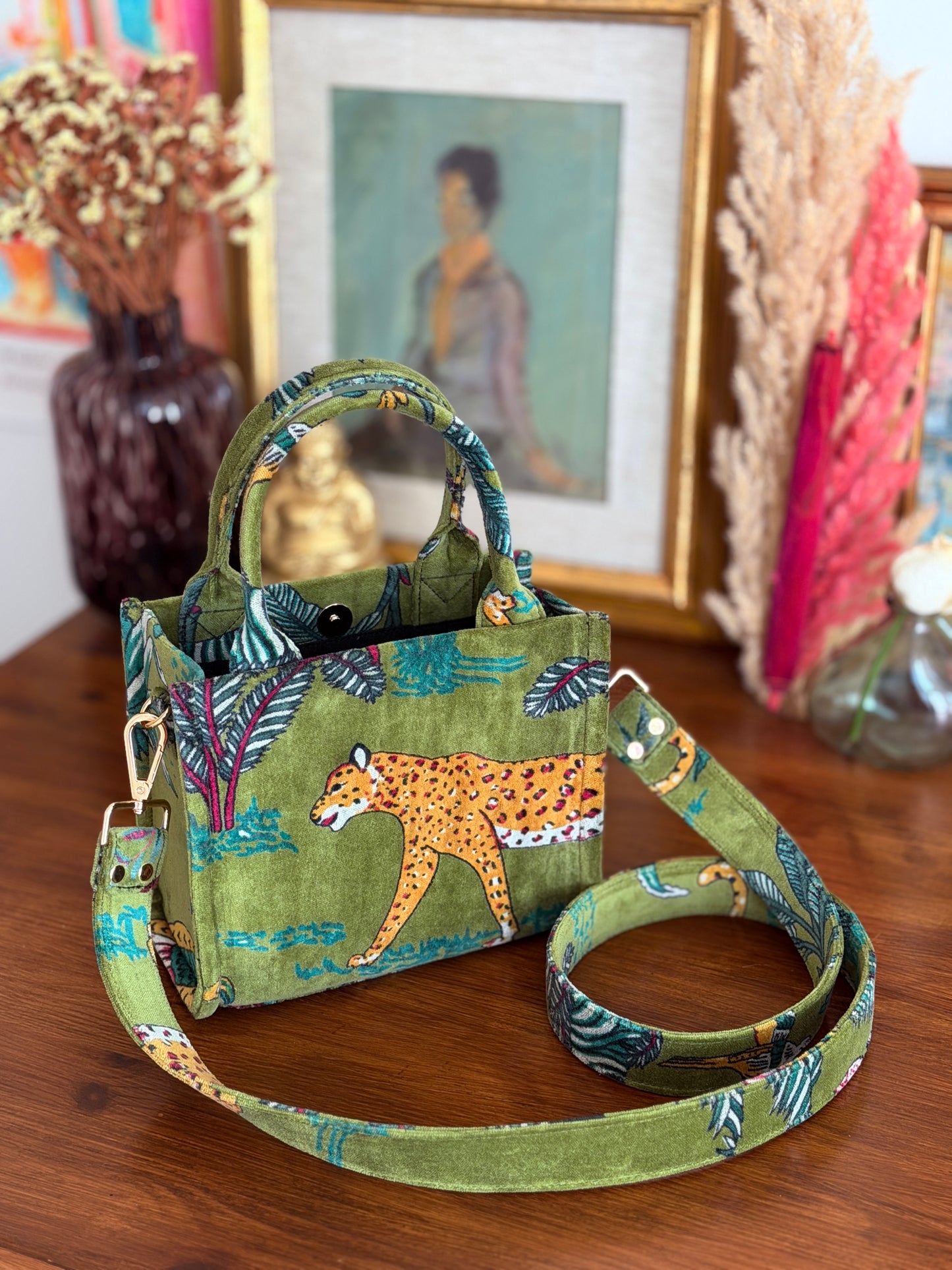 Velvet Mini Tote - Green