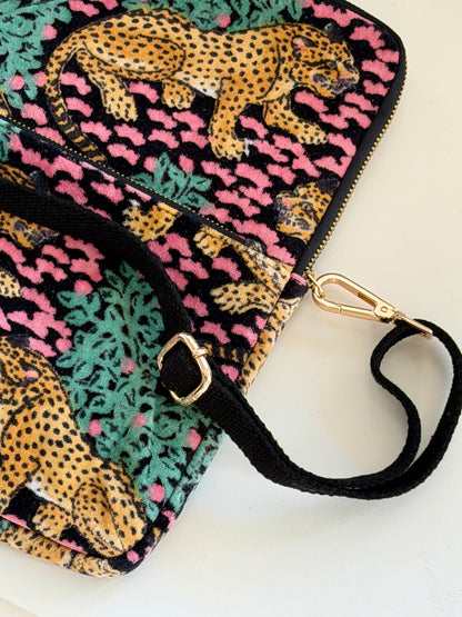 Laptop Case Bag - Black and Pink Cheetah