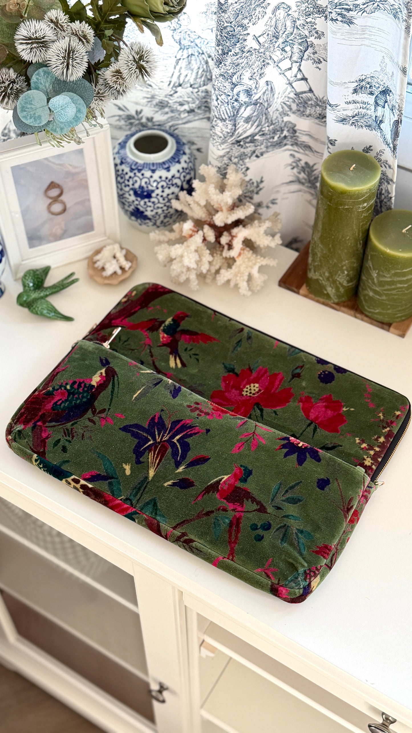 Laptop Case Bag - Green Velvet