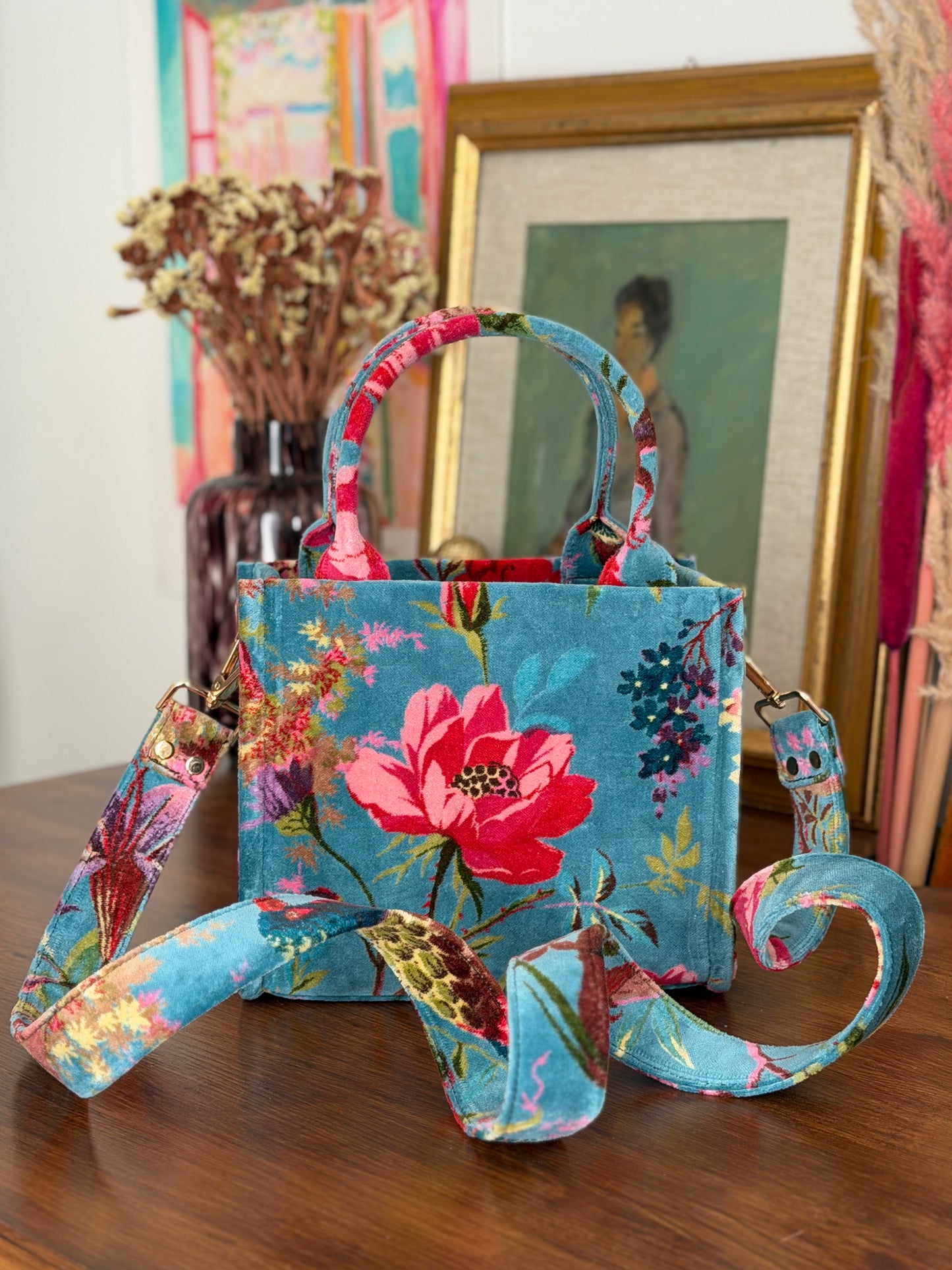 Velvet Mini Tote - Aquamarine