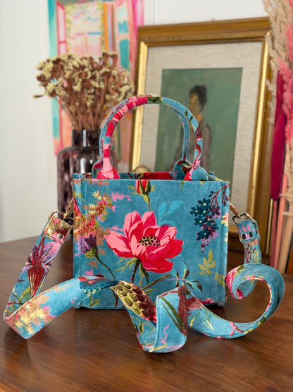 Velvet Mini Tote - Aquamarine