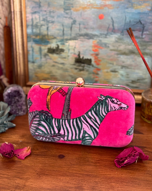 Clutch - Pink Velvet Zebra