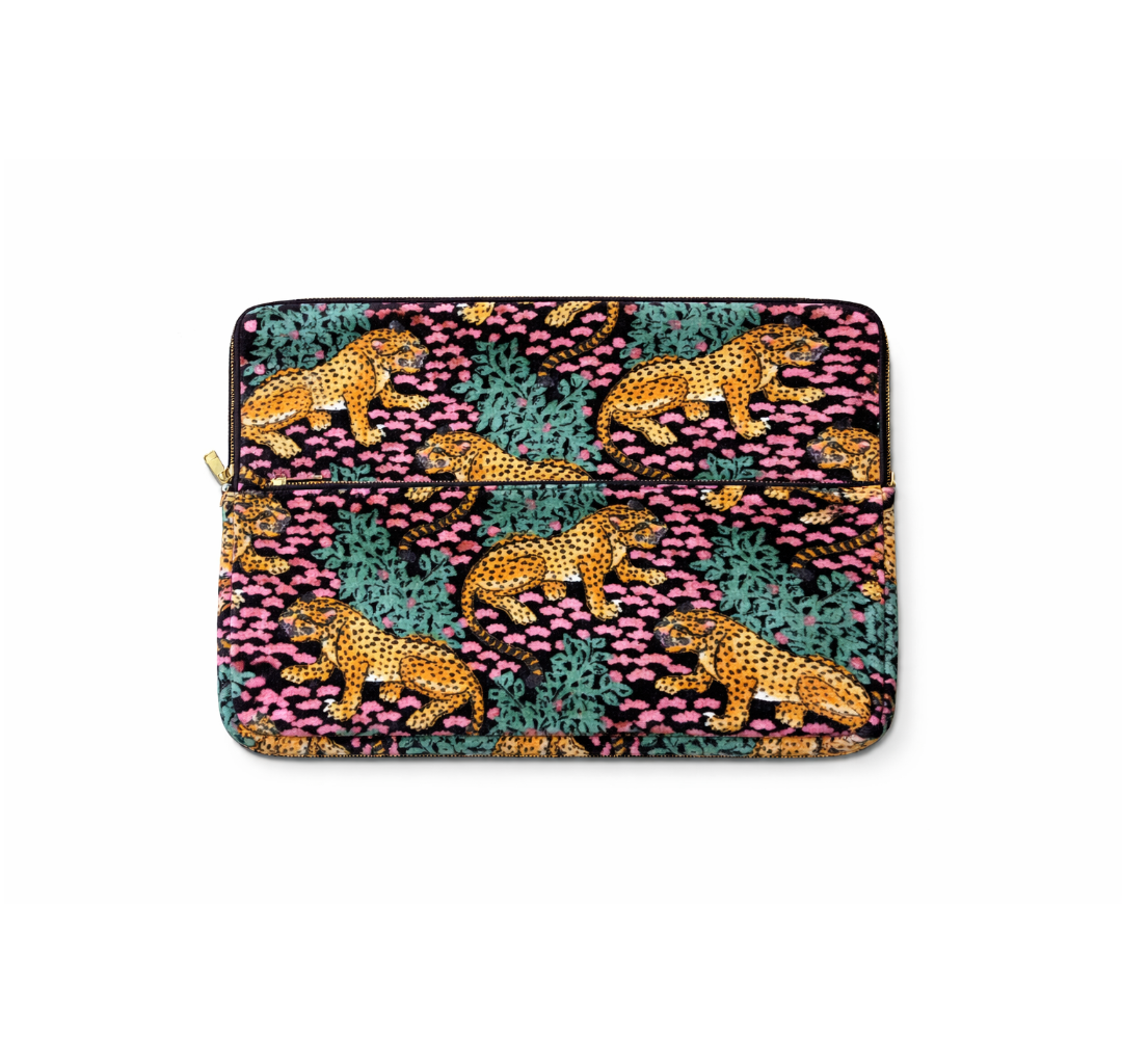 Laptop Case Bag - Black and Pink Cheetah