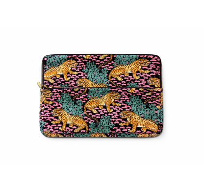 Laptop Case Bag - Black and Pink Cheetah
