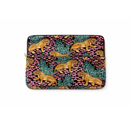 Laptop Case Bag - Black and Pink Cheetah